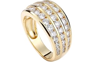 icedout 2 Ct Round Cut Diamond 3 Row Channel Set Wedding Band for Women