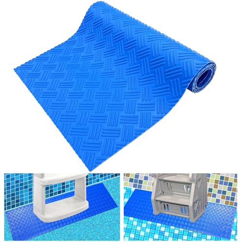 Alfombrilla protectora para escalera de piscina 36x9 pulgadas azul miniatura 1