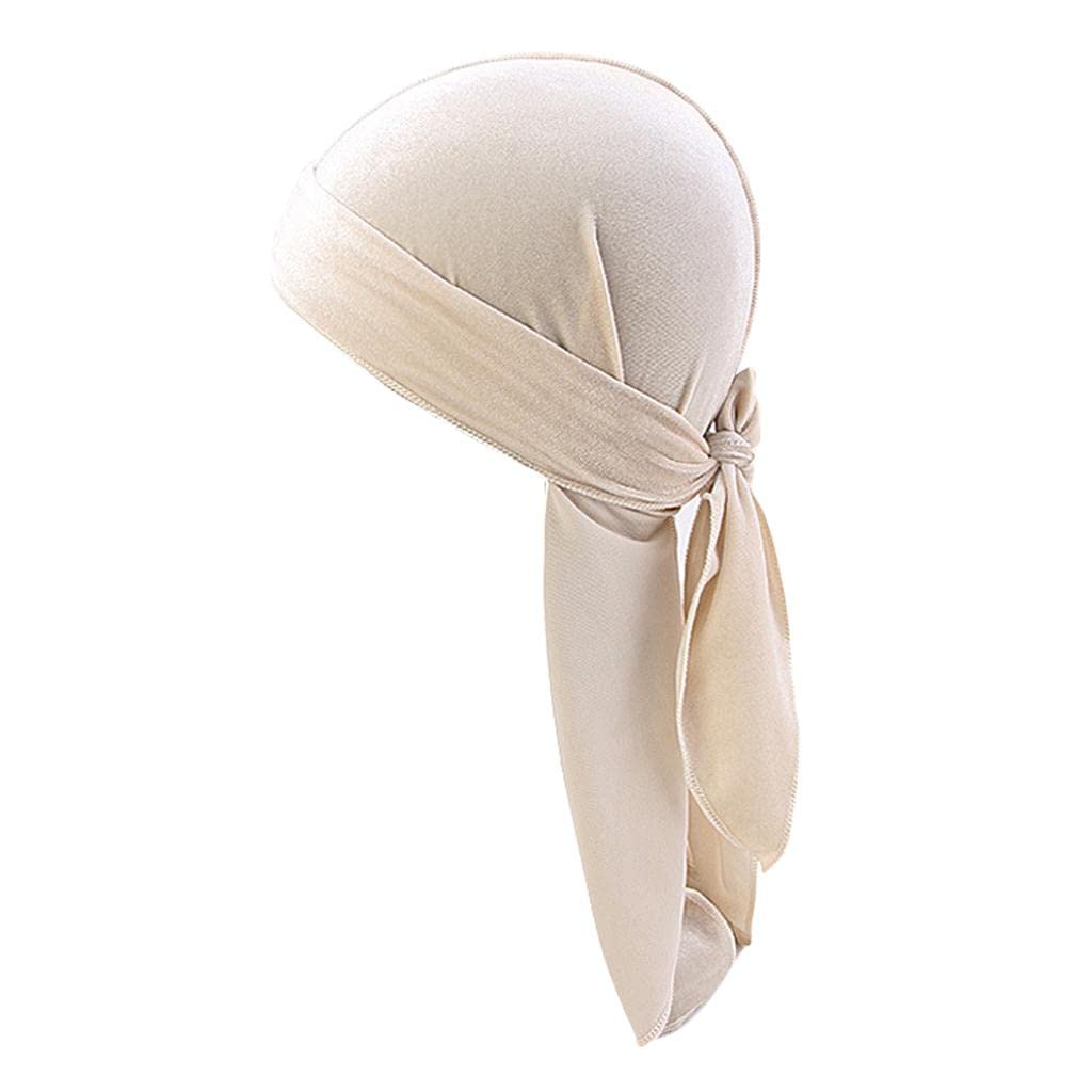 Men Lady Velvet Bandana Durag Headwear Silk Pirate Cap Wrap Hat Beige'|Clothing, Shoes & Accessories | Mens Accessories | Hats'| Hats'|Hats'-image-32