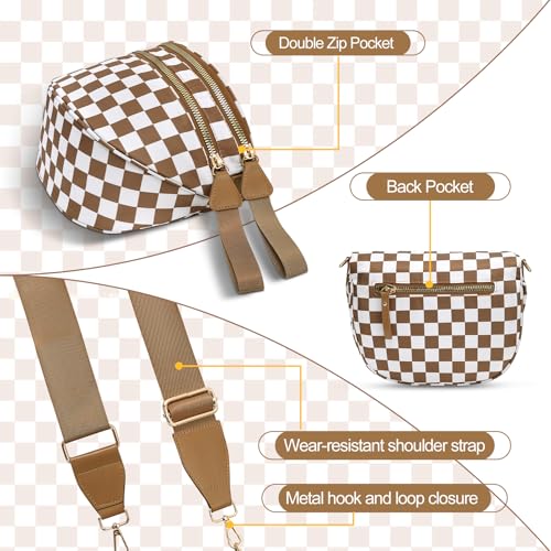 Image of Checkered Crossbody Bag, Bum Bags for Women Crossbody,Spacious Sling Bag Purse Fanny Packs with Shoulder Strap
