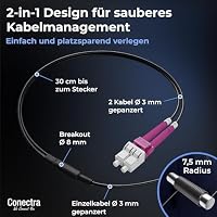 Conectra® - 100m Gepanzertes OM4 Duplex Glasfaser-Kabel LC/UPC für Innen- und Außen-Einsatz – LWL Lichtleiter Patch-Kabel Multimode 50/125µm LC UPC LSZH Fiber Optic Cable Indoor/Outdoor ⌀3mm Schwarz – Ansicht 4