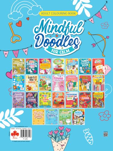 Image of Adult Colouring Book - Mindful Doodles for Calm - Colouring Activity Books for Adults - Creative Colouring Book to Reduce Stress