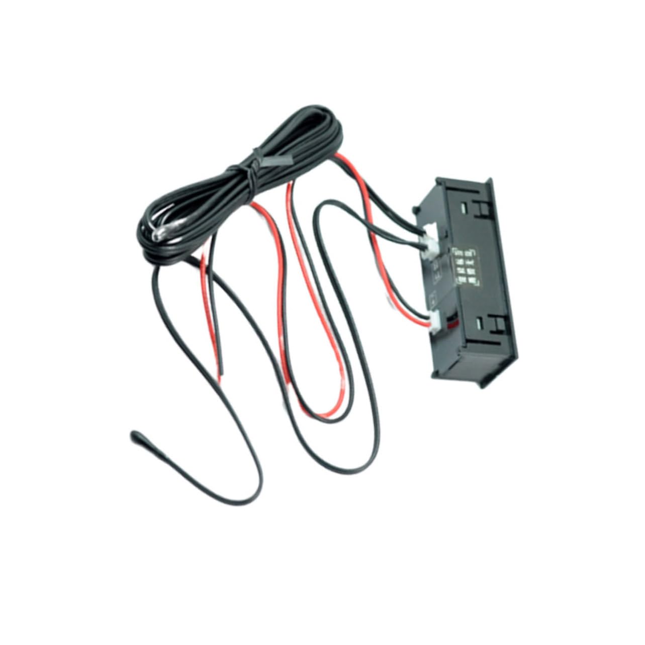 OFFSCH Dual Thermometer with Clock Voltage Green Vehicle Dashboard Accessory Outdoor Indoor Refrigerator Thermometer