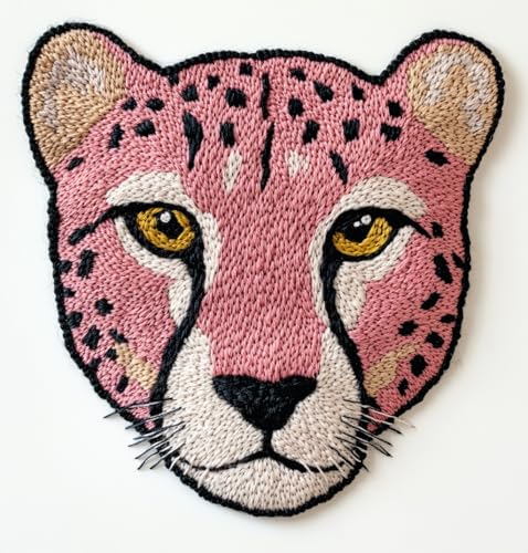 Punch Needle Kits Leopard Face Easy for Beginners DIY Punch Needle Yarn Starter Embroidery Set for Craft Lovers with Printed Pattern and Hoop for Home Decor 20x20cm-1