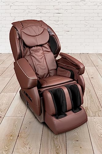 trends4cents PureHaven Massage-Sessel Knet- und Klopfmassage Heizfunktion Bluetooth USB Sprachsteuerung braunes PU-Leder Fuß- Rücken- und Gesäßmassage – Bild 5