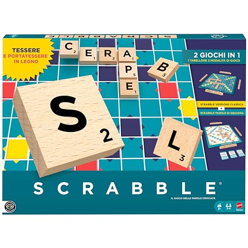 Mattel Games Scrabble, gioco con tessere in legno, edizione Italiana