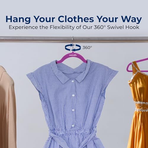 Image of SereneLife Velvet Hangers - 200 Pack, Slim & Space Saving for Closets