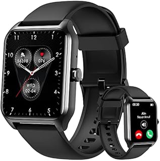 Smartwatch Herren mit Telefonfunktion 1.8'' Damen Fitness Uhr mit Passwort, Spiele, Herzfrequenz, SpO2, Schlafmonitor, 100+ Sportmodi, IP68, 100 Zifferblätter, Whatsapp Funktion für Android IOS
