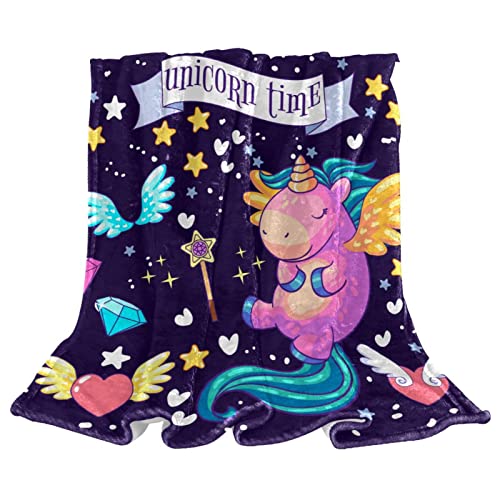 Couvre-lit couverture de lit confort doux moelleux licorne pour chambre enfant