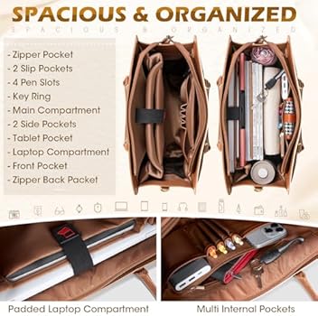 RAINSMORE Laptoptassen voor Vrouwen PU Lederen Handtas Dames Shopper Dames Grote Draagtas Ontwerper Schoudertas voor Gebruik 15.6 Inch Zwart