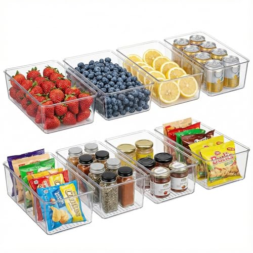 AIYULONG Set of 8 Pantry Organizers,2 Kinds Size Clear Plastic