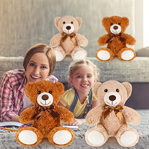 Civaner 4 Pack 14 Inches Bear Plush Stuffed Animals Cute Soft Bears Bulk For Girls Boys Girlfriend (Light Brown, Dark Brown, Cute Style) #TOP5