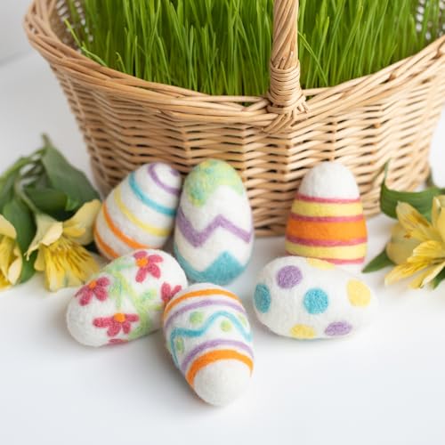 Image of Felted Sky Easter Eggs Needle Felting Kit Learn How to Felt | Beginner Friendly for Adults and Teens | Includes Everything to Create 6 Spring Eggs | Has Video Instructions