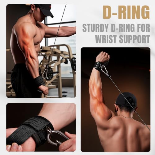 Image of MANUEKLEAR 2 Size Gym Lifting Straps with D Rings for Cable Machine