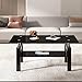 SMARTIK Glass Coffee Table Set of 3, Modern Black Living Room Tables, Coffee and End Tables, 3pcs Coffee Table Set for Living Room (All Black Set of 3)