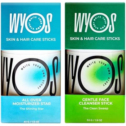WYOS Moisturizer Oil Stick + Face Cleanser Stocking Stuffer Bundle | Travel Size, Leak Free, Vegan, Cruelty Free, Sulfate Free, Portable, Paraben Free, Sulfate Free Cover