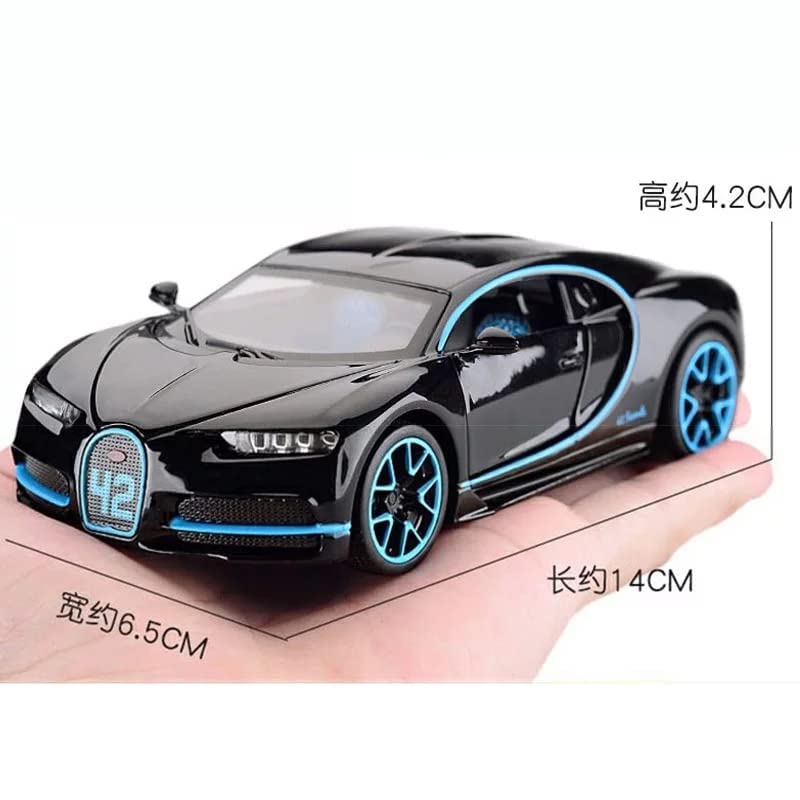Image of Metal Pull Back Diecast Car 1:32 Bugatti Chiron Pull Back Car Model With Sound Light Boys Gifts Toys For Kids?Pack Of 1?, Multicolor