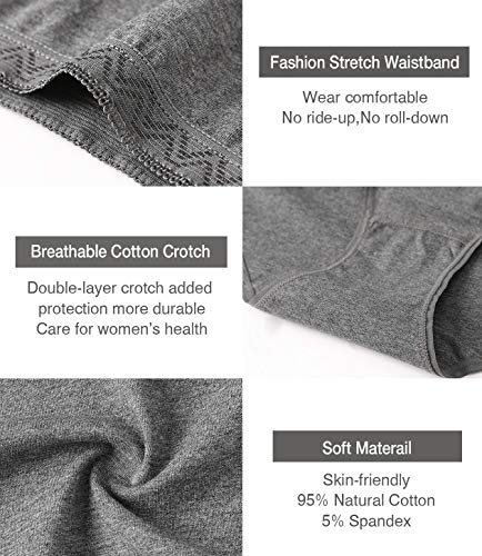 GNEPH calcinha feminina de algodão respirável plus size calcinha macia pacote com 5, Dark-b, XX-Larg
