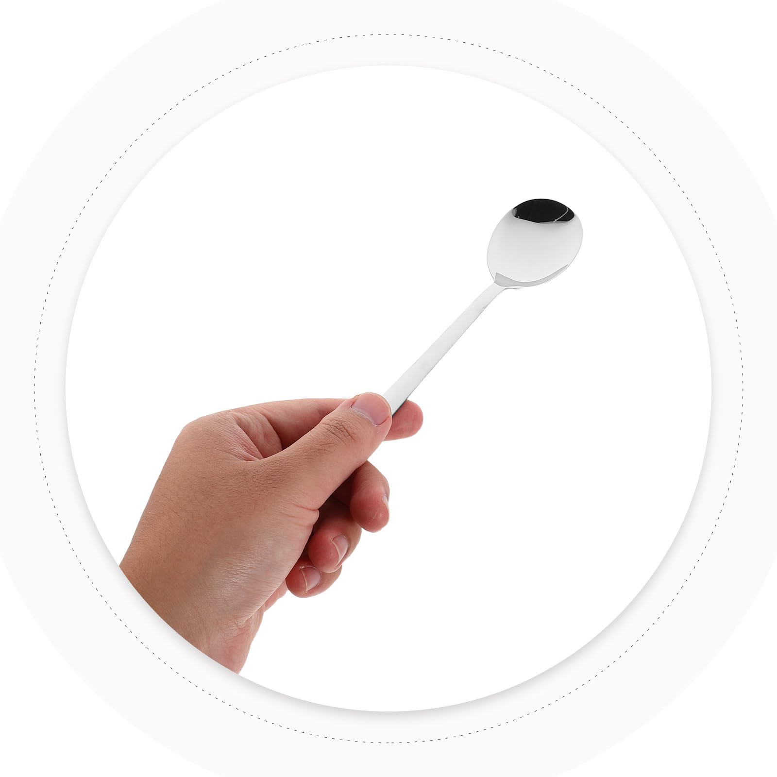 Cucchiaio da Dessert lungo Acciaio Inox 10 Pezzi Argento | Manico, Superficie Facile da Pulire e Resistente alla Ruggine, per Servire Torta e Frutta