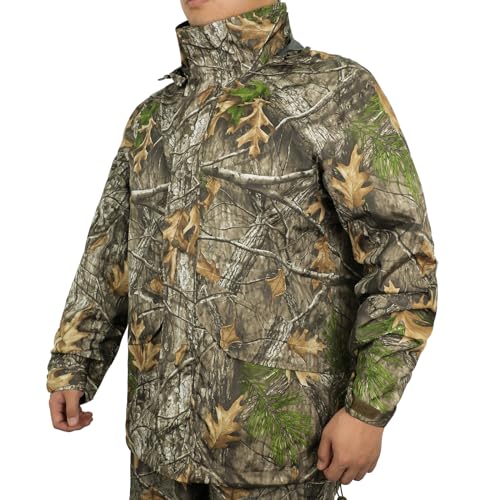 LOOGU Mens Rain Jacket Lightweight, Camo Rain Gear for Men Waterproof, Windproof Rain Coats with Hood