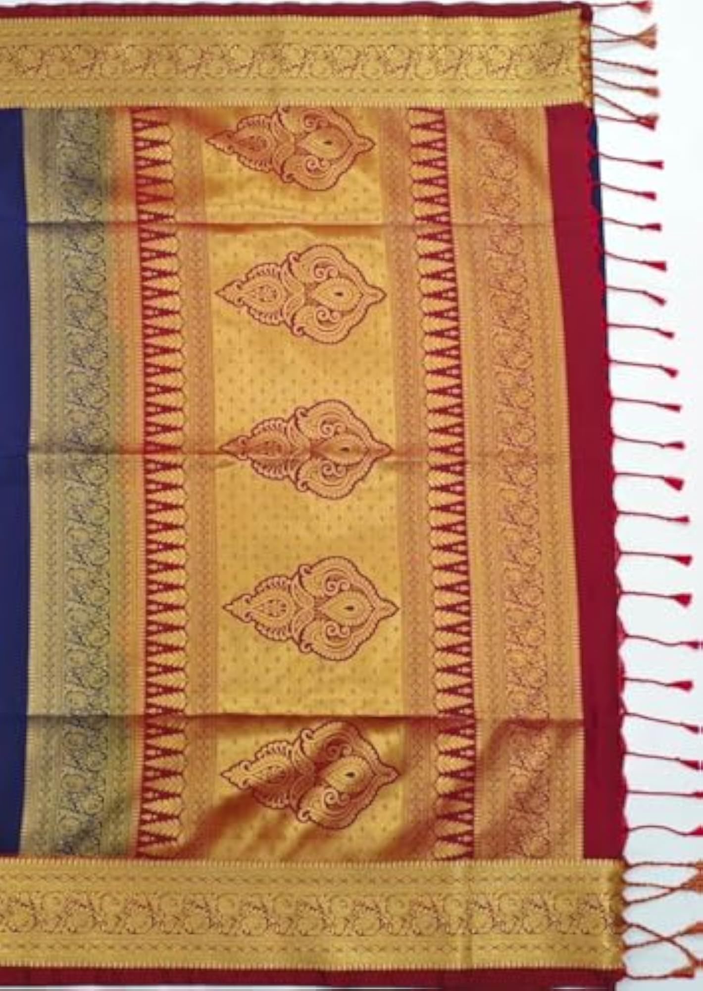 Women's Traditional Soft Silk Saree, Royal Blue with Gold Zari