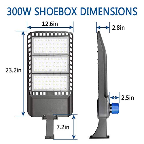 ledmo LED Parking Lot Lights 300W - LED Shoebox Parking Lot Lighting with Photocell 1000-1200W HID/HPS Replacement Waterproof IP65 36000LM 5000K Parking Lot LED Lighting (2 Pack) by ledmo - Image 3