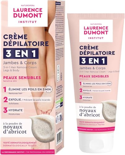 LDI - Crème Dépilatoire Exfoliante Institut 3 en 1 Corps & Jambes, Peaux sensibles, Odeur Douce, Elimine les Poils, Exfolie, Hydrate, 200ml