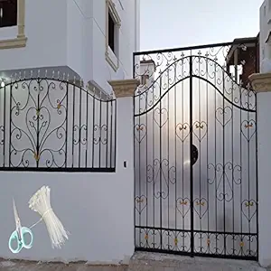 SAI Balaji UV Resistant 3 X 10 Feet PVC Gate Sheet_Grill Sheet_Gate Covering Sheet_Balcony Saftey Sheet_Privacy Sheet_White Color_with 1 Scissor_50 Tags SBLST23