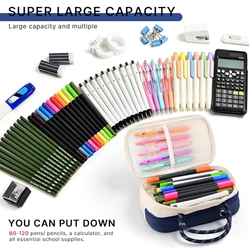 Image of TOPBIDAI Large Pencil Case Pouch School Supplies for Girls Boy Women Men | Big Pencil Bag with 5 Compartments, Easy Grip Handle, Office College School Pencil Box