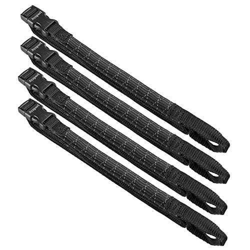 Ayaport Motorcycle Luggage Straps Adjustable Pack Stretch Straps 12'' -42'' Black/Reflective for Securing Loads to Motorcycles/Bikes etc. 4Pack