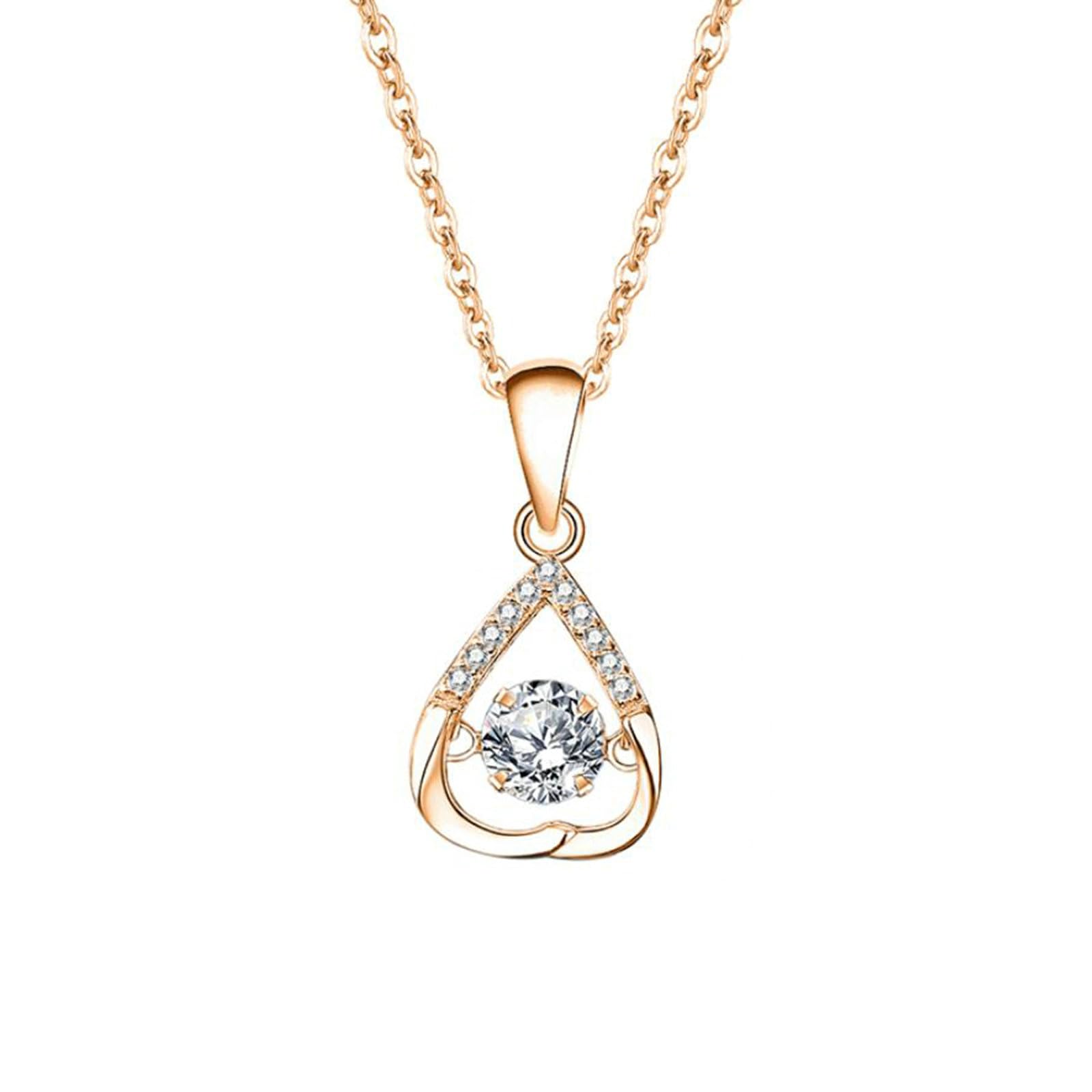 Collar de moissanita de oro de 9/14/18 quilates para mujer, collar con colgante de corazón invertido con moissanita redonda de 0,5 quilates de oro real