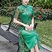 SHIJT Summer Long Style Vietnamese Traditional Ao Dai Cheongsam Qipao Dress Mesh Embroidery Chinese Dresses for Women Mother(Color:Green,Size:4X-Large)