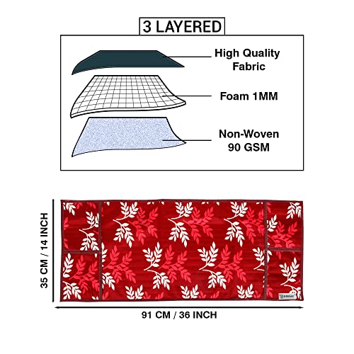 Image of Polyester 3-Layered Microwave Oven Top Cover With 4 Utility Pockets Suitable for Upto 30 Liter (Color- Maroon, Size-36x14 Inches)