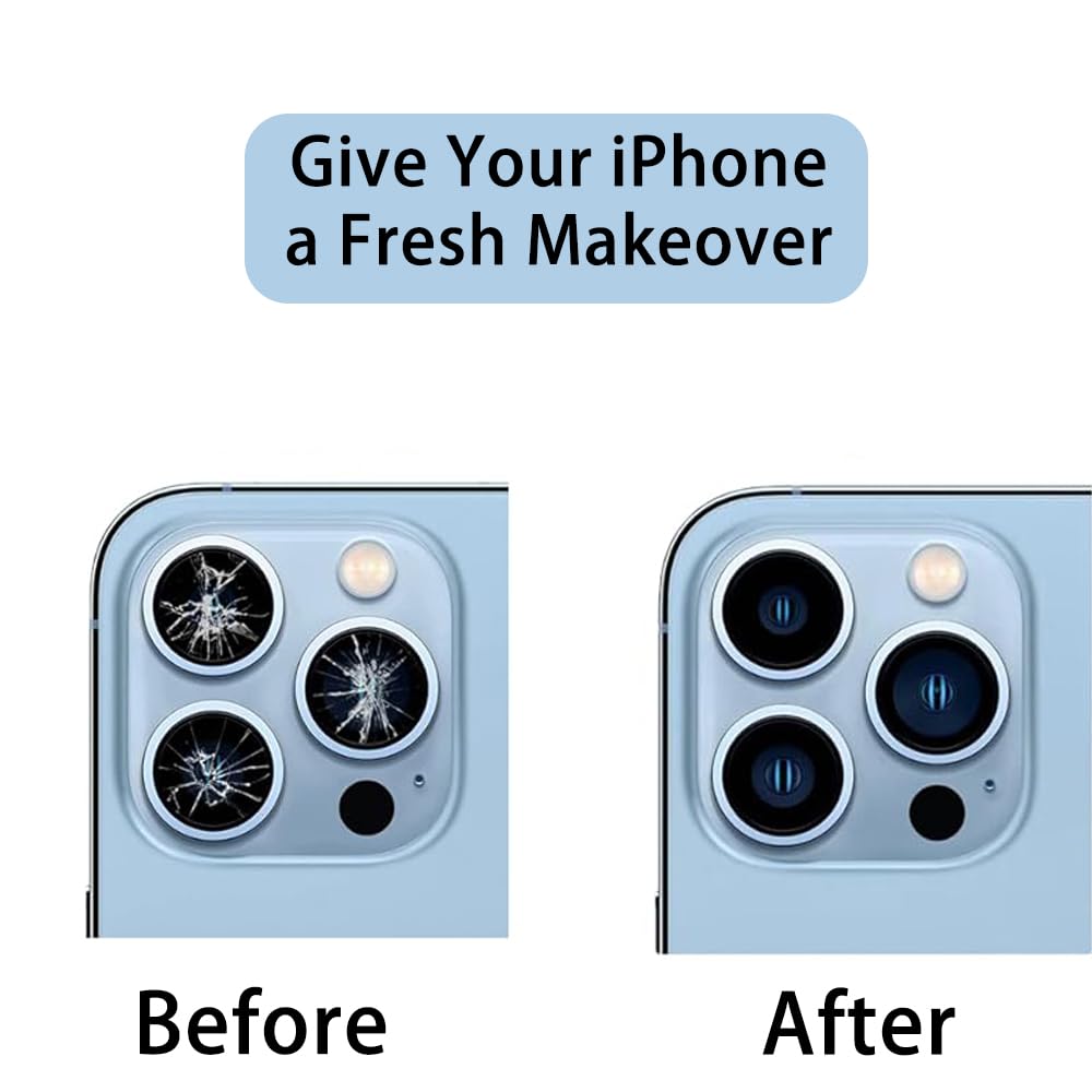 MEEFIX Rear Back Camera Glass Lens Cover Pre-Installed Adhesive, 2-Pack Replacement for iPhone 13 Pro and 13 Pro Max