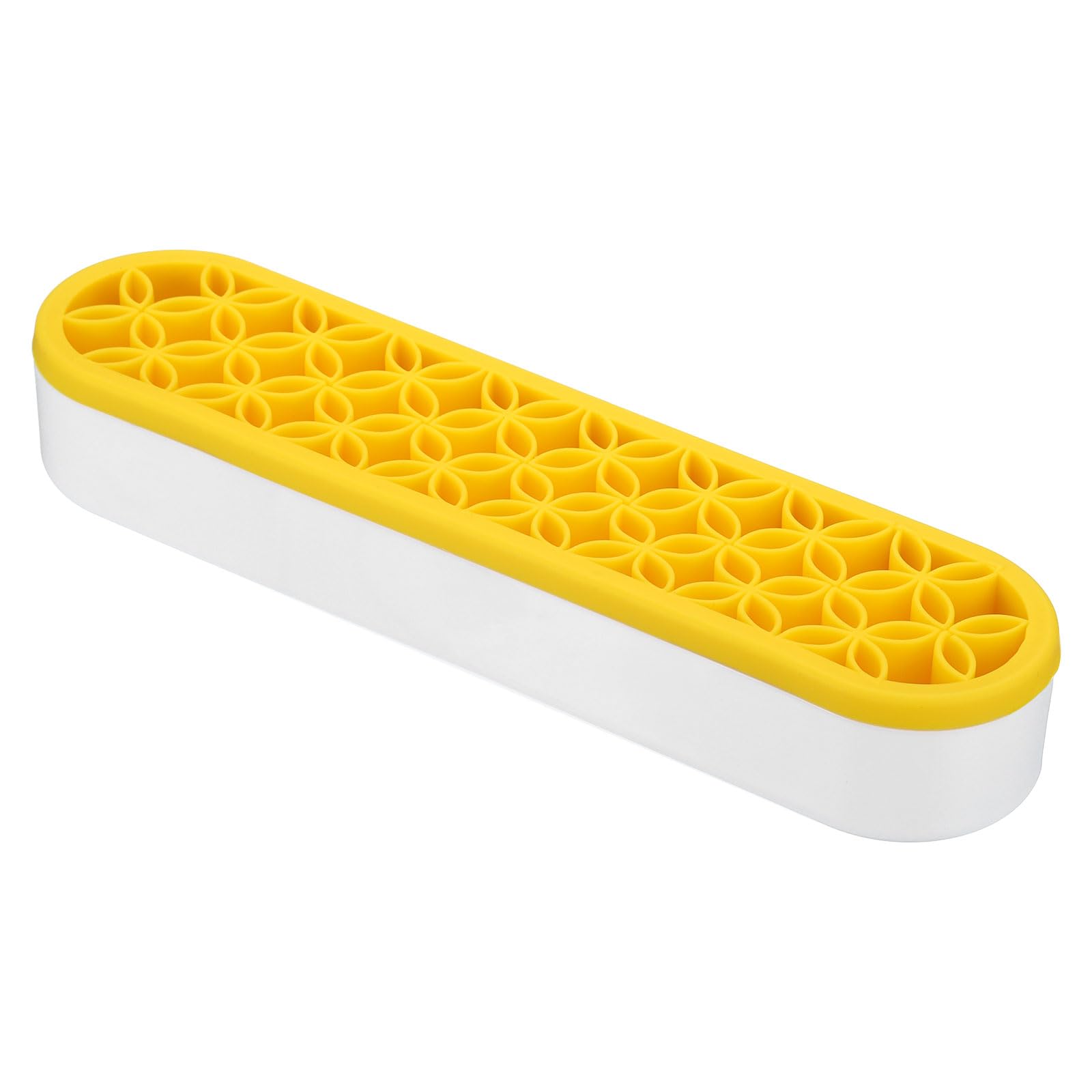 PATIKIL Diamond Painted Pen Holder, Silicone Makeup Brush Holder Multi-Purpose Cosmetic Storage Box Desktop Organizer for Art Craft, Yellow