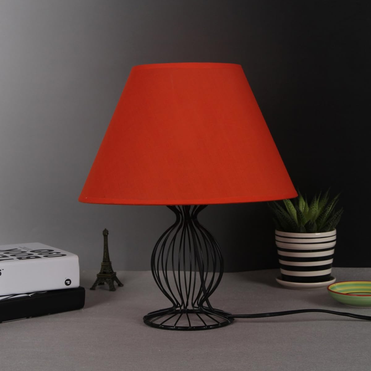 Paralume Arancione Vintage E27 per Lampada da Tavolo da Parete, Piccolo Coprilampada a Tamburo Diffusione Luce Calda per Illuminazione Domestica