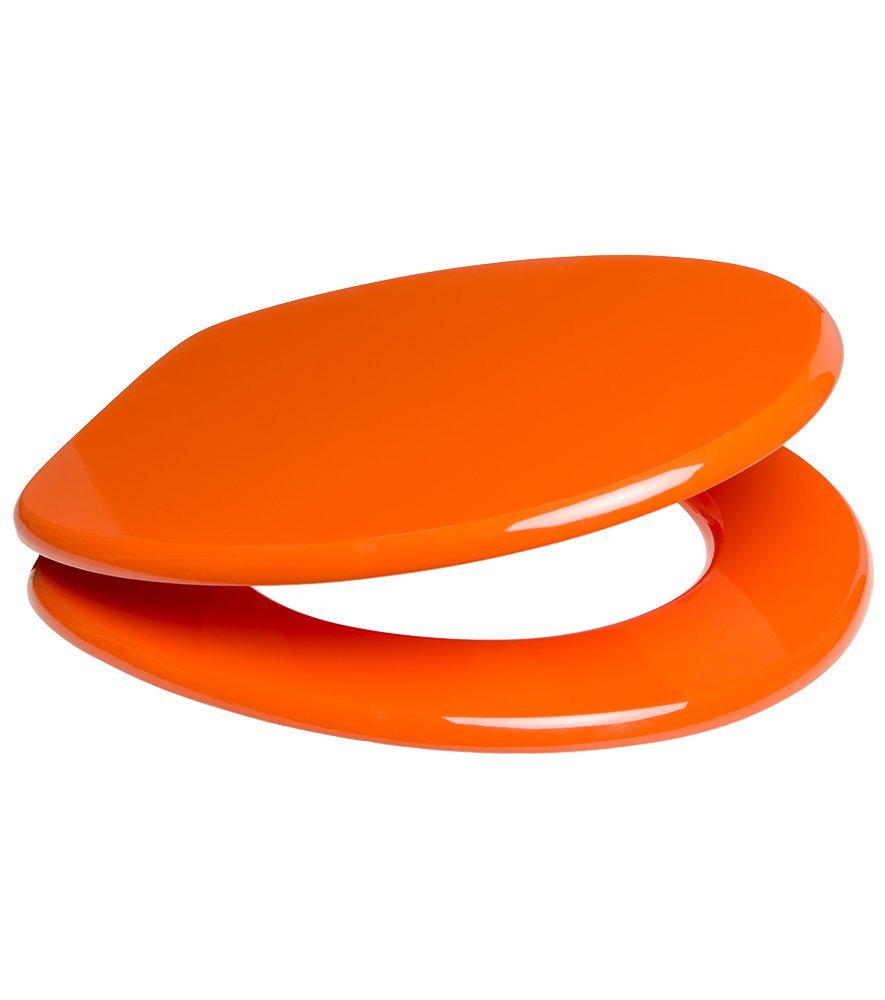 Sanilo Tapa de inodoro, asiento de inodoro con montaje sencillo, Bisagras estables, naranja