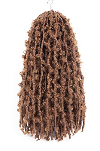 Butterfly Locs Crochet Hair Color #30 14 Inch 6 Packs Pre-Looped Distressed Faux Locs Crochet Braids (14 Inch,30)