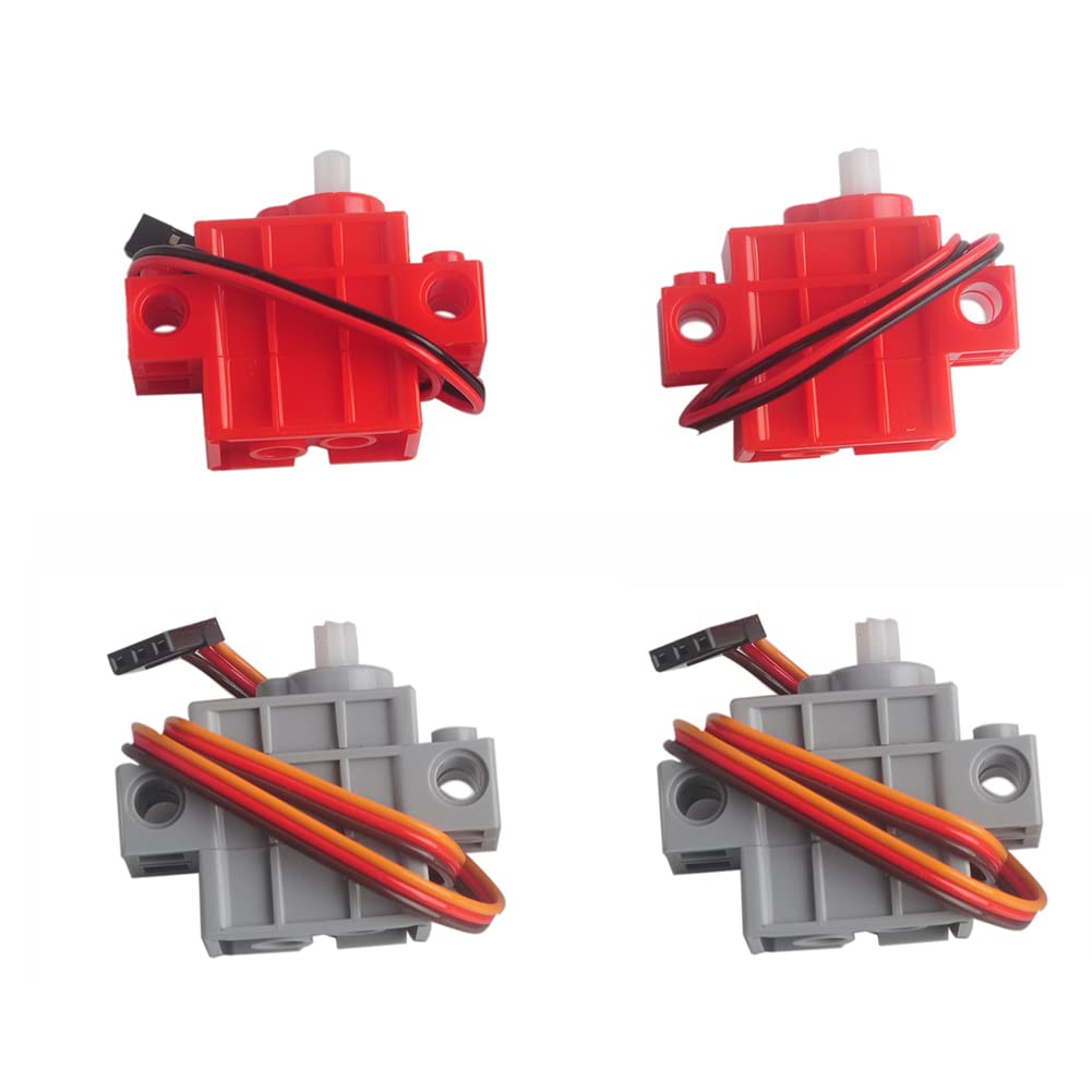 Sparkleiot Programmable Geekservo Compatible with Standard Building Blocks for Arduino Microbit Raspberry Pi Support Kittenblock makecode(2pcs Motor+2pcs servo)