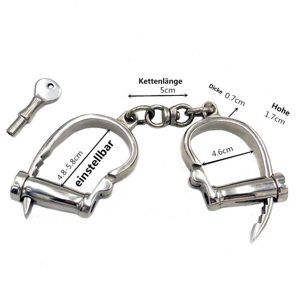 Edelstahl Verstellbar Handschellen Metall Hufeisen Hand Zubehör Abschließbare Manschette Flirt Handgelenk SM Fesseln Handcuffs Sklaven Bondage Erwachsene Spiel BDSM Sexspielzeug für Paar Männer Frau