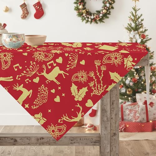Tischdecke Weihnachten Abwaschbar 85x85 cm Quadratisch Tischdecken...