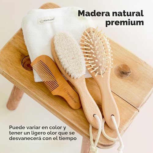 Miniatura 7 de Cepillo De Pelo Para Bebé Recién Nacido - Madera Natural Con Cerdas Suaves De Cabra Para La Costra Láctea - Kit De Cuidado De Cepillo De Pelo Para El Cuero Cabelludo Perfecto Para Bebés, Niños Pequeño