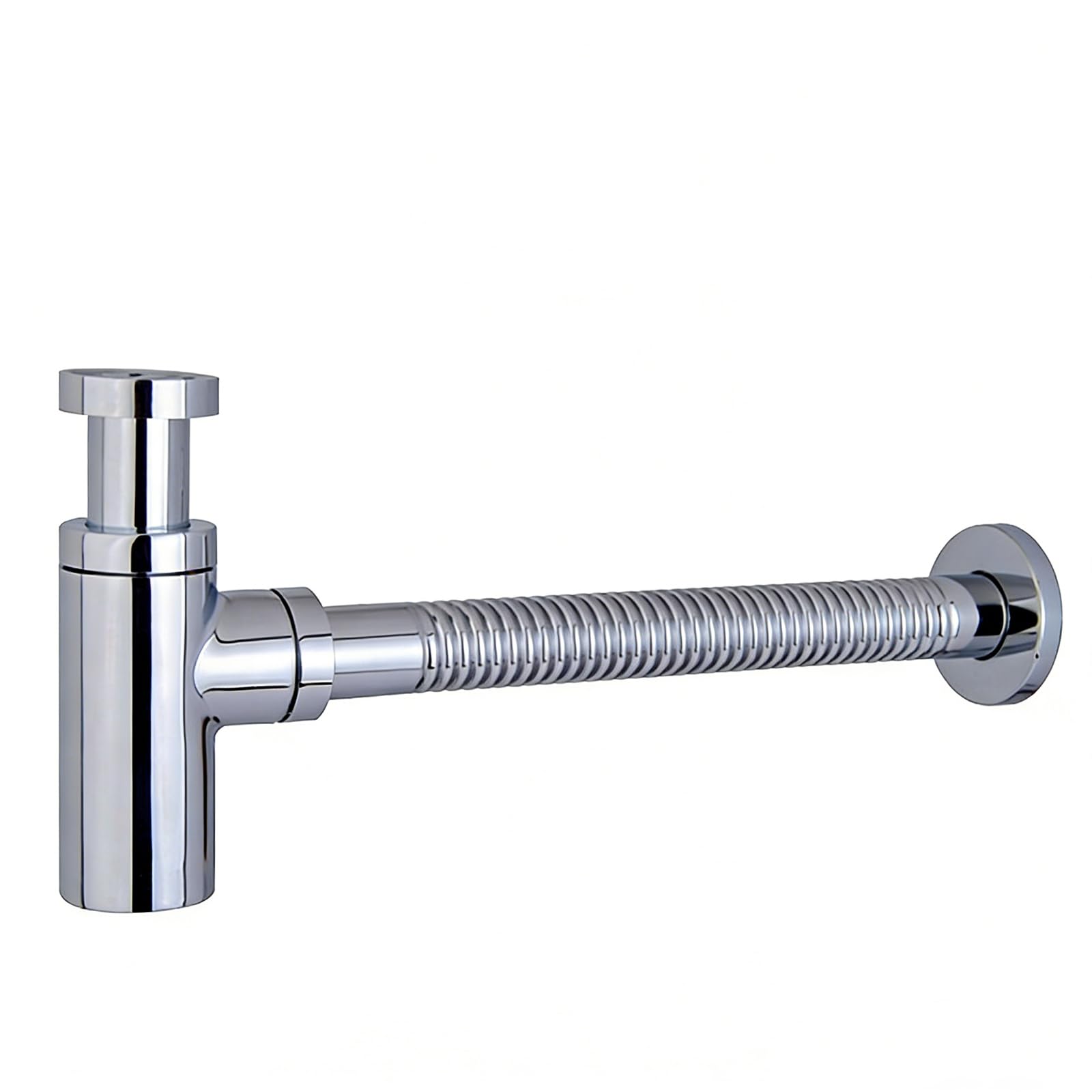 Siphon Waschbecken Bad mit Reinigungsöffnung,Flexibles Gewelltes Abflussrohr,Geruchsdichte,Verlängerung Rohr Abfluss,Höhenverstellbares Syphon Waschbecken,1 1/4"