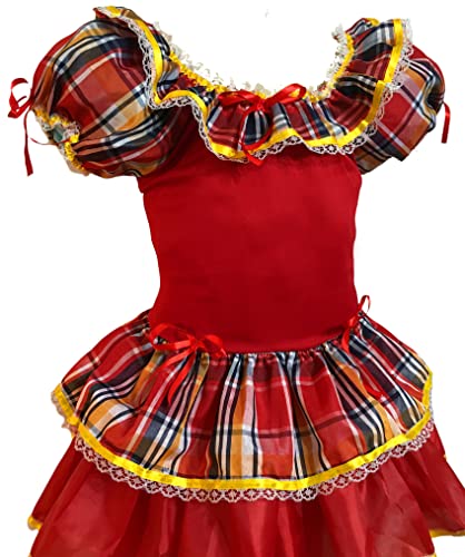 Vestido Festa Junina São João Caipira Quadrilha Barato Vermelho Lindo (6)