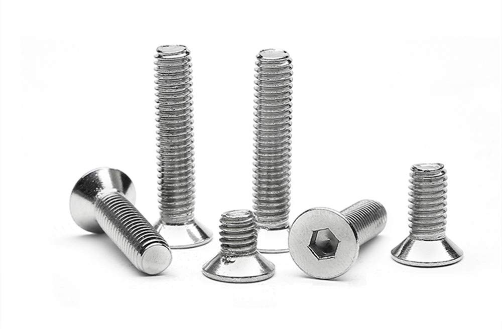210Pcs Metric M4 304 Stainless Steel Flat/Countersunk Head Hex Socket Cap Bolts Screws Nuts Assortment Kit- M4x 6mm/ 8mm/ 10mm/ 12mm/ 16mm/ 20mm/ 25mm