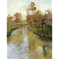 ウッド作 テトンズ川 ワイオミングの流れ 油絵 ウッド作