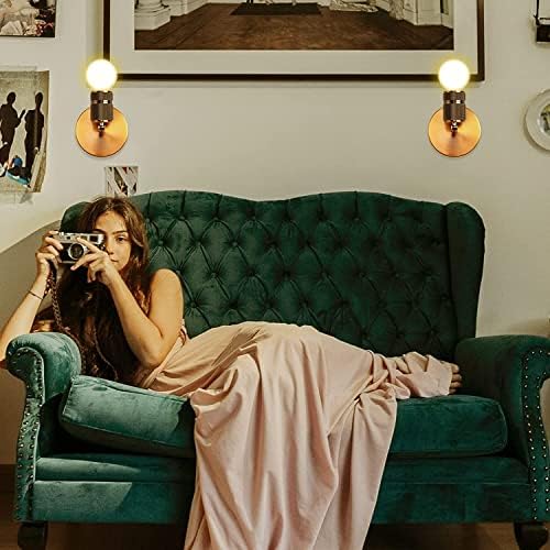 HOXIYA Wall Lights Vintage Gold Wall Light Up/Down Adjustable Wall Lamp Metal Wall Sconces Lighting Fixtures E27 Bulbs for Bedroom Vanity Mirror Corridor Vintage Loft Coffee Bar Kitchen 2 Pack