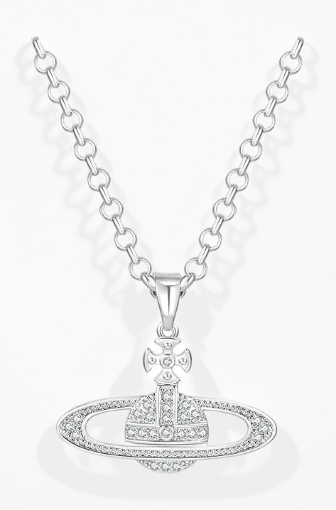 Vivienne Necklace chain Women's Earrings, Stainless Steel, Cubic Zirconia