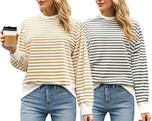 Image of VIMAL JONNEY Women Striped T-Shirt || T-Shirt for Women || Full Sleeve T Shirt || T-Shirt-VIMAL640620