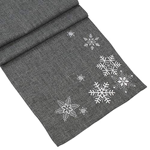 Silver Crystal Table Runner, Grey, Dimensions: 40 x 140 cm